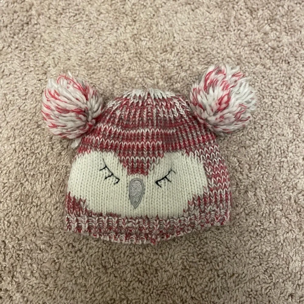 Cute Owl Knit Hat with Pom Poms